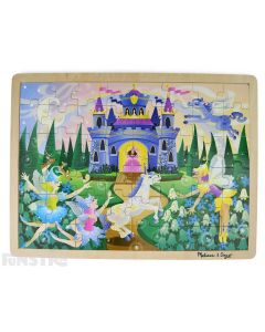 Learn and play with the Melissa & Doug puzzle featuring a magical scene of fairies and unicorns.