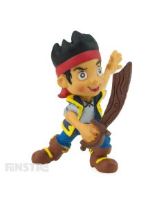 In costume, wearing his red bandana with sword in hand young pirate, Captain Jake, is ready to protect Never Land  for some fun imaginative play or makes a cute cake topper for your Jake and the Never Land Pirates party.