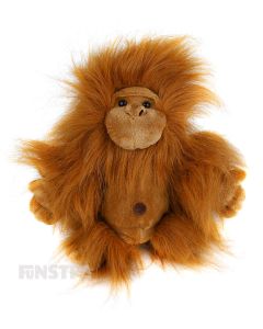 The orangutan hand puppet offers lots of fun and entertainment for children that love great apes as they tell stories and puppeteer these exotic animals from Borneo and Sumatra.