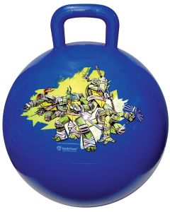Cowabunga dude! Bounce with Leonardo, Donatello, Raphael and Michelangelo on this blue TMNT hop ball.