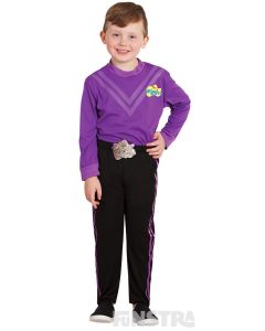 Dress up as the purple Wiggle, Lachy Gillespie, the sleepy head with curly hair that loves to play the piano, wearing a purple shirt and black pants.