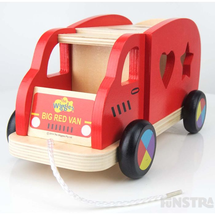 Features a string to pull along the Big Red Car.