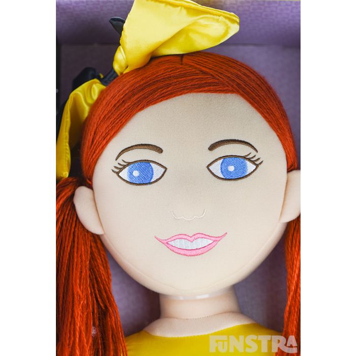 Impressive giant size doll is just like our favorite yellow Wiggle, the girl with a yellow bow in her hair, with incredible detail and embroidery.