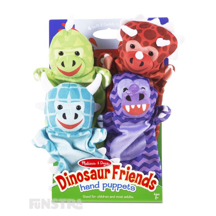 Dinosaur friends hand-puppet set makes it easy for kids and adults to role-play together! 