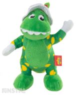 Dorothy is a friendly green dinosaur with yellow spots, wears a floppy hat and loves to eat roses... romp bomp a chomp!