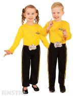 Dress up as the yellow Wiggle, Emma Watkins, who loves sing and dance, wearing a yellow shirt and black pants.