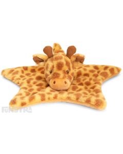 Huggy giraffe comforter security blanket is brown and beige and a gorgeous companion, soother and comfort object for infants.