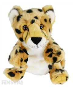 The cheetah hand puppet offers lots of fun and entertainment for children that love the fastest land animal as they tell stories and puppeteer this large cat native to Africa and central Iran.