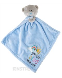 Gorgeous blue comforter blanket featuring Me To You's Tiny Tatty Teddy with sweet embroidery that says, 