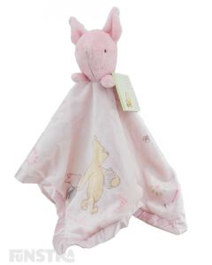 Classic Piglet comforter on this baby pink blanket for little girls will calm and comfort babies.