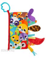 The Playgro Tails of the World Sensory Soft Book for baby features seven textured tails for baby to touch and feel.