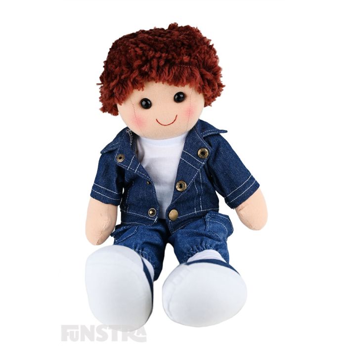 Rory is an smart boy doll with a soft cloth body and reddish-brown hair and wears denim jeans with a white tee shirt under his denim jacket. Rory is an smart boy doll with a soft cloth body and reddish-brown hair and wears denim jeans with a white tee shirt under his denim jacket.