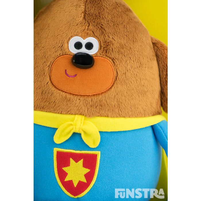 Talking Super Duggee is dressed in his superhero costume.